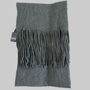LUCKY BRAND Oversized Knit Scarf Gray Marl Fringe Detail NEW With TAGS RP $69.50